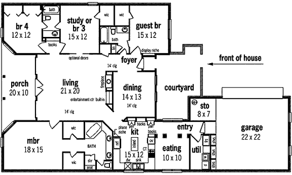 Home Plan - Southern Floor Plan - Main Floor Plan #45-217