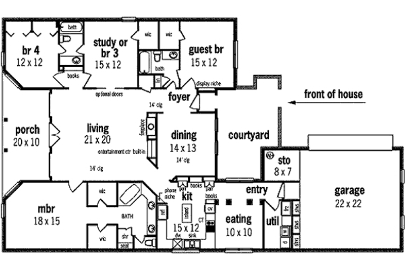 Home Plan - Floor Plan - Main Floor for Southern House Plan #45-217 - 4 bed, 3 bath