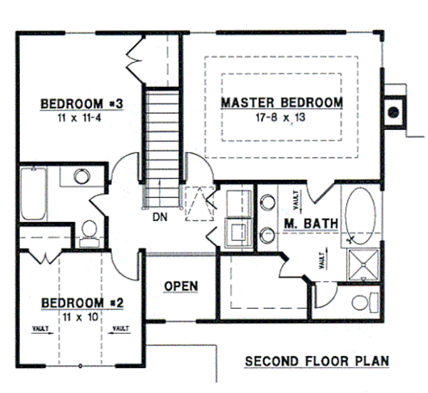 Traditional Floor Plan - Upper Floor Plan #67-470