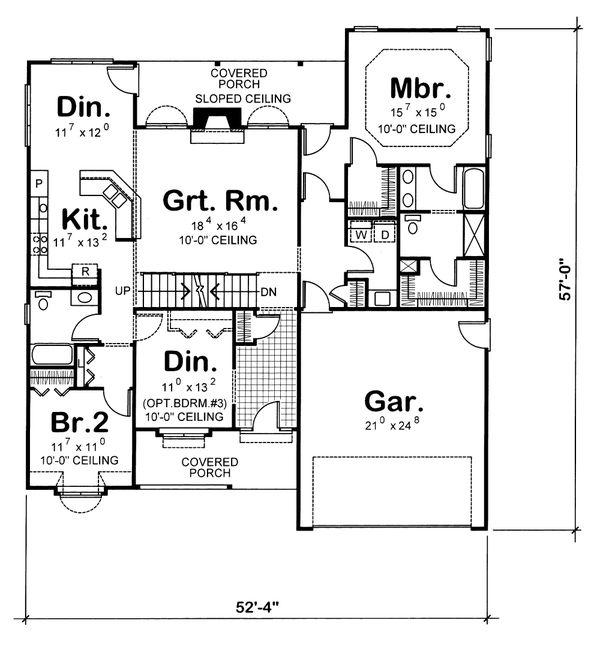 Architectural House Design - Traditional Floor Plan - Main Floor Plan #20-123