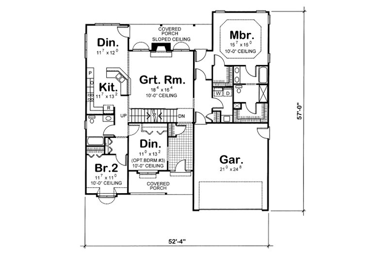Home Plan - Floor Plan - Main Floor for Traditional House Plan #20-123 - 3 bed, 2 bath