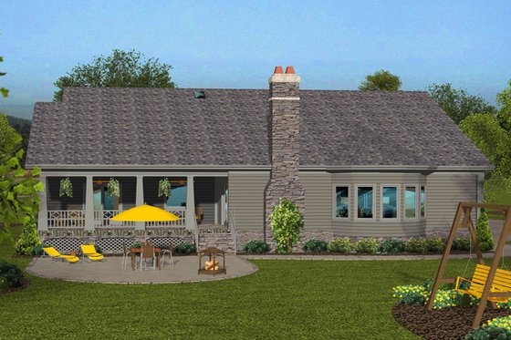 Exterior - Rear Elevation for Craftsman House Plan #56-713 - 4 bed, 3 bath