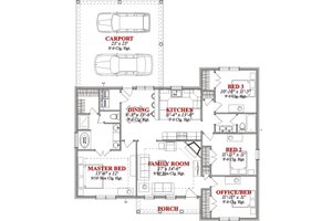 Floor Plan - Main Floor for Traditional House Plan #63-219 - 4 bed, 2 bath