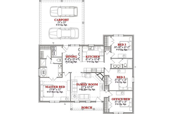 Floor Plan - Main Floor for Traditional House Plan #63-219 - 4 bed, 2 bath