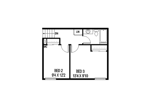 Floor Plan - Upper Floor for Traditional House Plan #60-588 - 3 bed, 2.5 bath