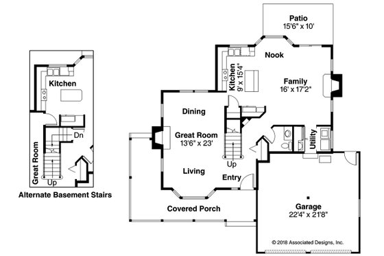 Floor Plan - Main Floor for Farmhouse House Plan #124-171 - 3 bed, 2.5 bath