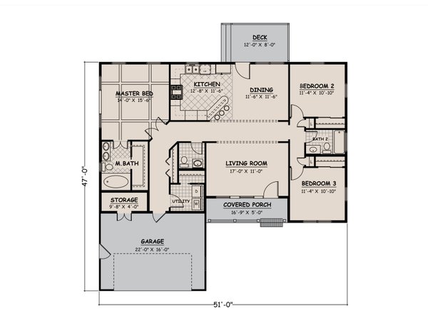 Architectural House Design - Ranch Floor Plan - Main Floor Plan #1082-4