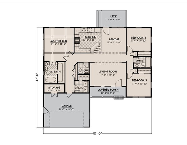 House Blueprint - Ranch Floor Plan - Main Floor Plan #1082-4