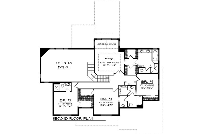 Home Plan - Floor Plan - Upper Floor for Craftsman House Plan #70-1432 - 4 bed, 3.5 bath