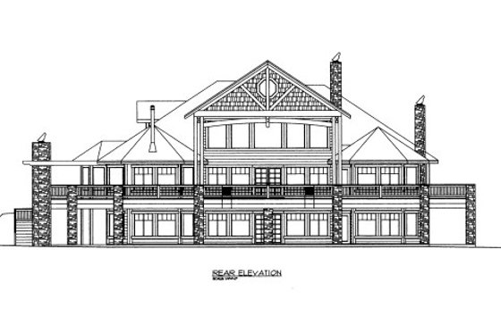 Exterior - Rear Elevation for Craftsman House Plan #117-617 - 4 bed, 4.5 bath