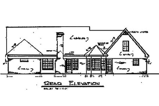 Exterior - Rear Elevation for Farmhouse House Plan #34-153 - 3 bed, 2 bath