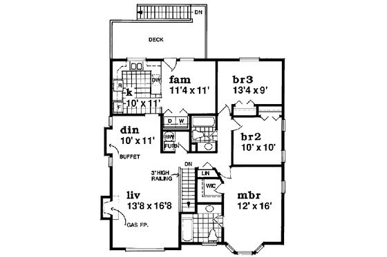 Floor Plan - Upper Floor for Traditional House Plan #47-338 - 3 bed, 2 bath