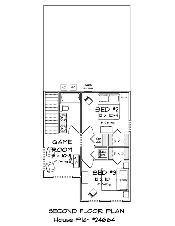 Architectural House Design - Floor Plan - Upper Floor for Cottage House Plan #513-2457 - 3 bed, 2.5 bath