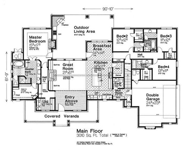 Home Plan - European Floor Plan - Main Floor Plan #310-1303