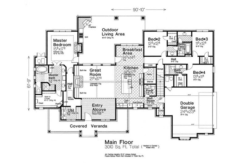Home Plan - Floor Plan - Main Floor for European House Plan #310-1303 - 4 bed, 3.5 bath