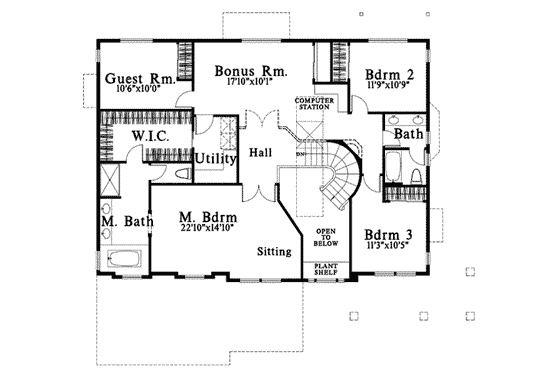 Floor Plan - Upper Floor for Traditional House Plan #78-163 - 4 bed, 2.5 bath
