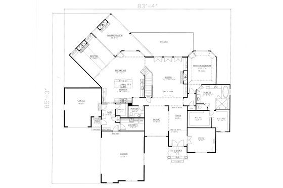 Floor Plan - Main Floor for Traditional House Plan #437-86 - 4 bed, 3.5 bath