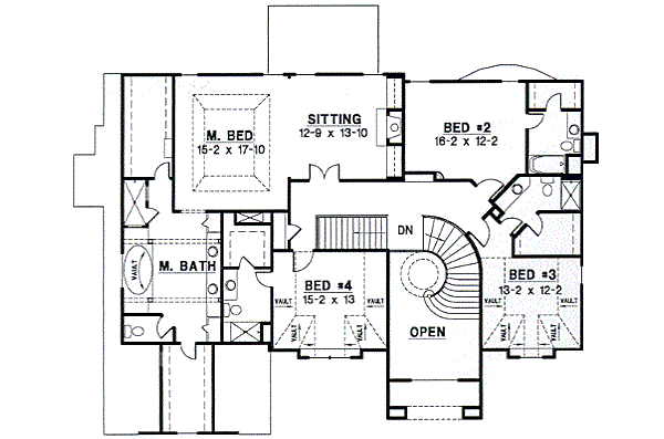 European Floor Plan - Upper Floor Plan #67-622