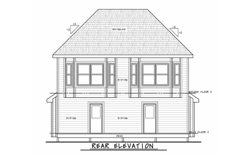 House Blueprint - Exterior - Rear Elevation 1 for Traditional House Plan #20-2465 - 4 bed, 4.5 bath