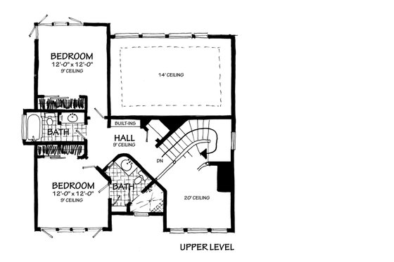 Floor Plan - Upper Floor for Contemporary House Plan #942-55 - 3 bed, 4.5 bath