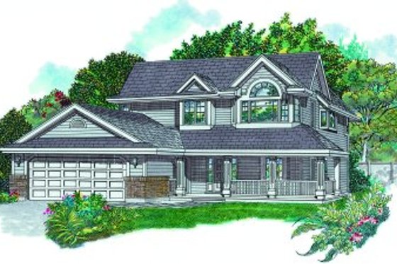 Exterior - Front Elevation for Traditional House Plan #47-599 - 3 bed, 2 bath