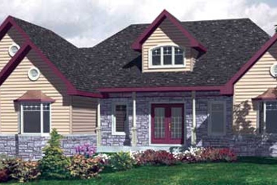 Exterior - Front Elevation for Farmhouse House Plan #138-293 - 2 bed, 1.5 bath