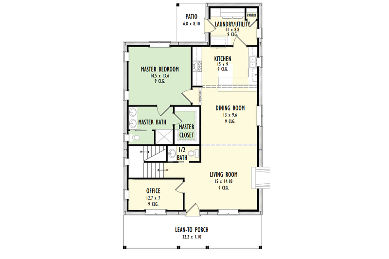 House Blueprint - Floor Plan - Main Floor for Farmhouse House Plan #1092-6 - 3 bed, 2.5 bath
