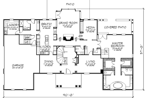 Floor Plan - Main Floor for Southern House Plan #320-366 - 5 bed, 5.5 bath