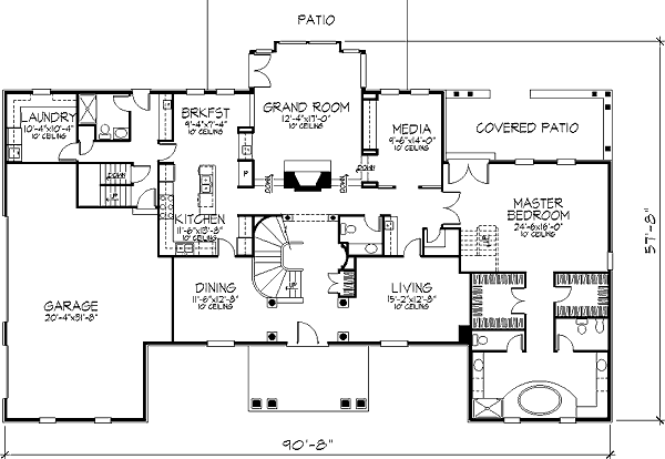 Southern Floor Plan - Main Floor Plan #320-366
