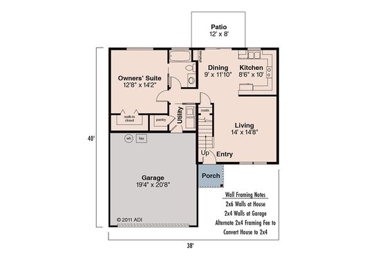Floor Plan - Main Floor House Plan #124-470 - 4 bed, 2 bath