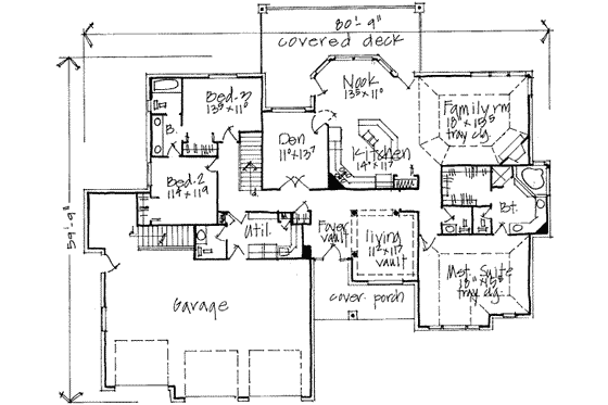 Floor Plan - Main Floor for Traditional House Plan #308-172 - 7 bed, 3.5 bath