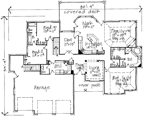 Floor Plan - Main Floor for Traditional House Plan #308-172 - 7 bed, 3.5 bath