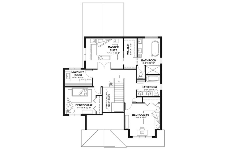 Home Plan - Floor Plan - Upper Floor for European House Plan #23-860 - 3 bed, 2.5 bath