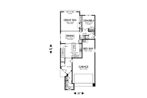 Floor Plan - Main Floor for Craftsman House Plan #48-264 - 4 bed, 3 bath