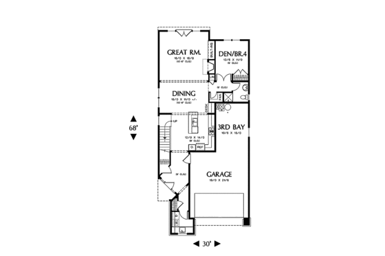 Floor Plan - Main Floor for Craftsman House Plan #48-264 - 4 bed, 3 bath