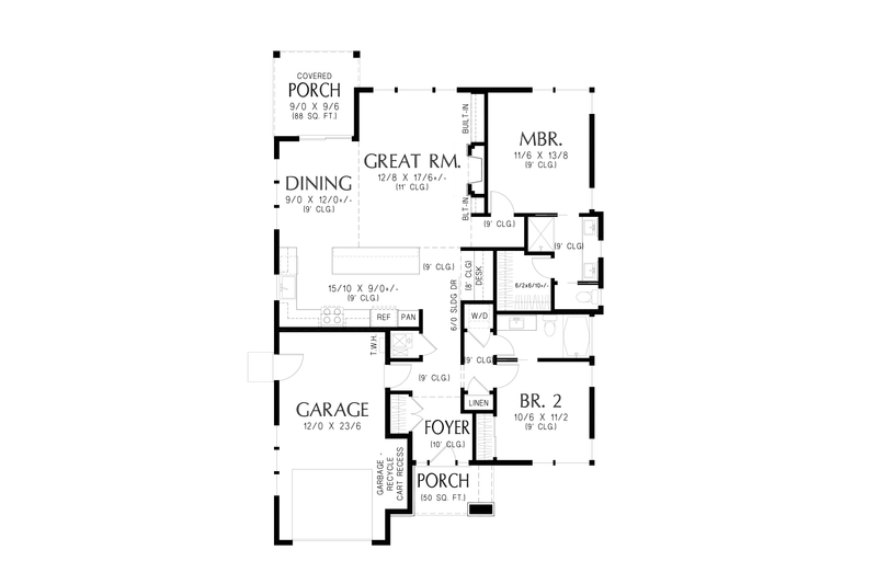 Dream House Plan - Floor Plan - Main Floor for European House Plan #48-1193 - 2 bed, 2 bath