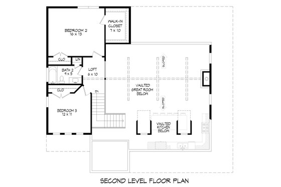Floor Plan - Upper Floor for Southern House Plan #932-882 - 3 bed, 2.5 bath