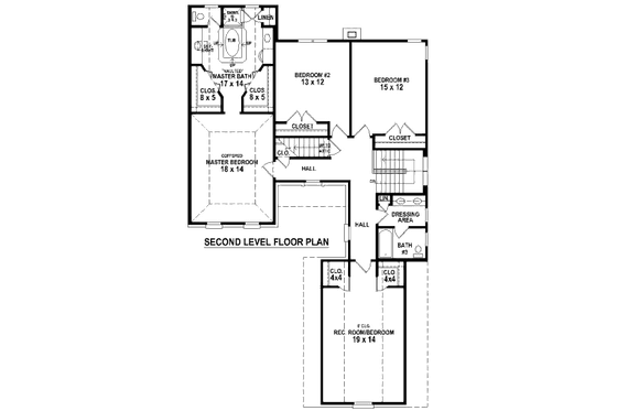 Floor Plan - Upper Floor for European House Plan #81-13879 - 3 bed, 2.5 bath