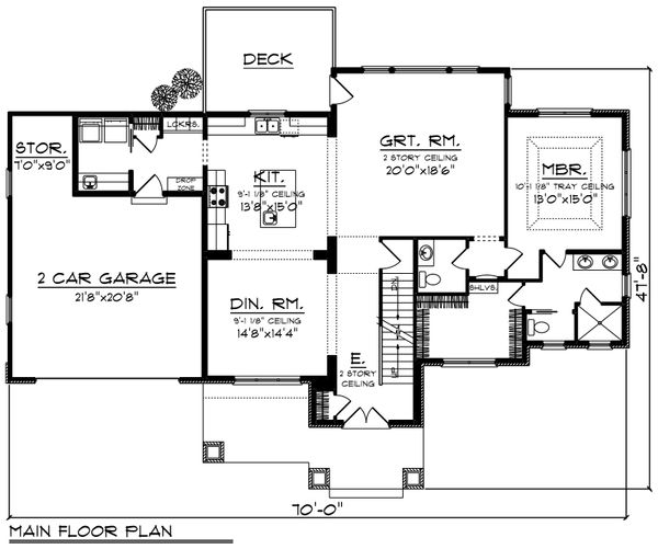 Craftsman Floor Plan - Main Floor Plan #70-1249