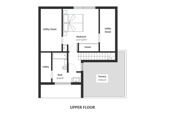 Floor Plan - Upper Floor for Modern House Plan #542-13 - 3 bed, 2 bath