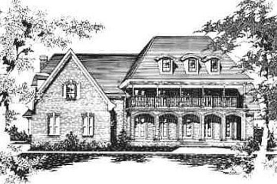 Exterior - Front Elevation for Southern House Plan #329-319 - 4 bed, 4 bath