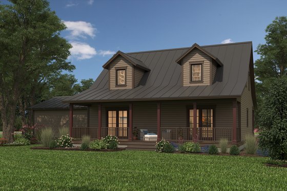 Exterior - Rear Elevation 3 for Farmhouse House Plan #497-9 - 3 bed, 3.5 bath