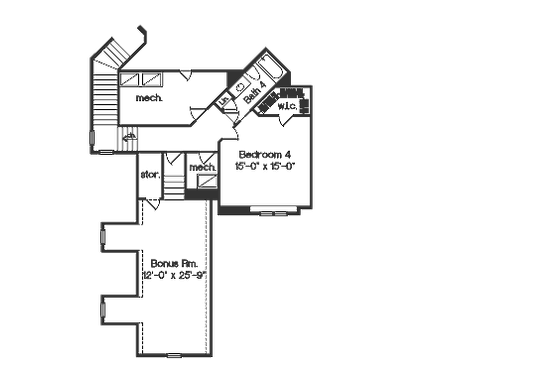 Floor Plan - Upper Floor for European House Plan #135-164 - 4 bed, 4 bath