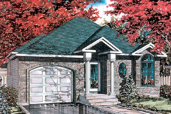 Exterior - Front Elevation for European House Plan #138-208 - 2 bed, 1 bath