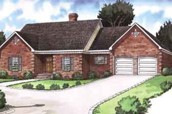 Exterior - Front Elevation for European House Plan #16-266 - 3 bed, 2 bath