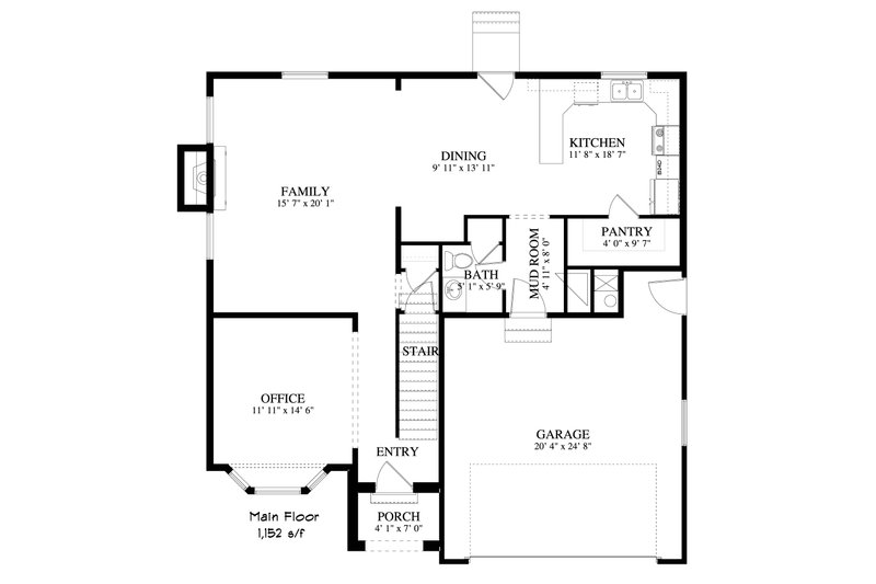 Architectural House Design - Floor Plan - Main Floor for Traditional House Plan #1060-7 - 5 bed, 3.5 bath
