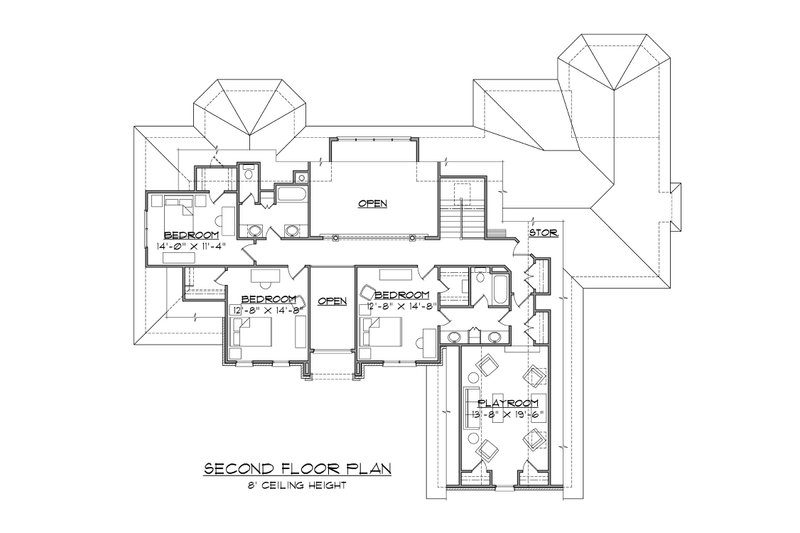 Home Plan - Floor Plan - Upper Floor for Traditional House Plan #1054-80 - 5 bed, 4.5 bath