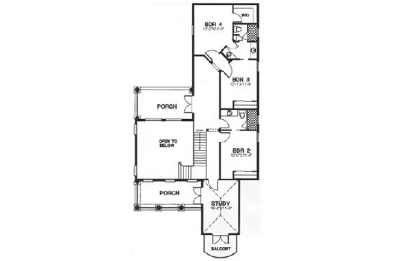 Floor Plan - Upper Floor for European House Plan #115-144 - 4 bed, 3.5 bath