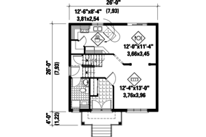 Floor Plan - Main Floor for European House Plan #25-4711 - 3 bed, 1 bath