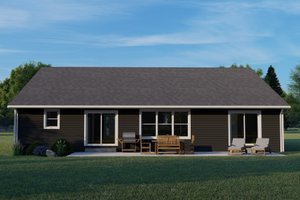 Exterior - Rear Elevation for Ranch House Plan #1064-177 - 4 bed, 3 bath
